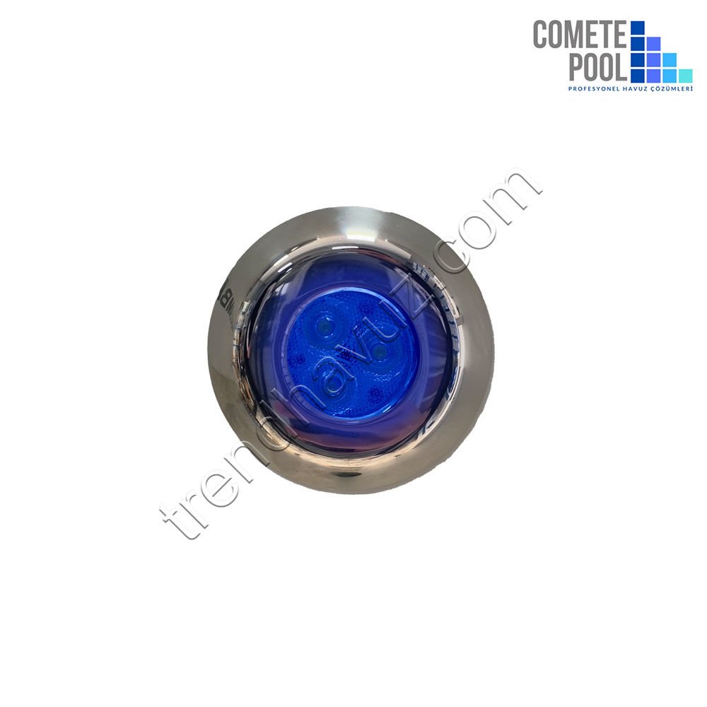 Boru Tip 3 Power Ledli Mavi Havuz Lambası - 3W (Paslanmaz Ön Çerçeve)