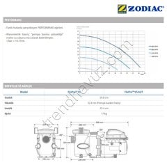 Zodiac FloPro VS 1.65 HP Monofaze Kendinden Emişli Havuz Pompası