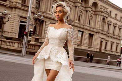 اقتراحات فستان زفاف قصير الطول