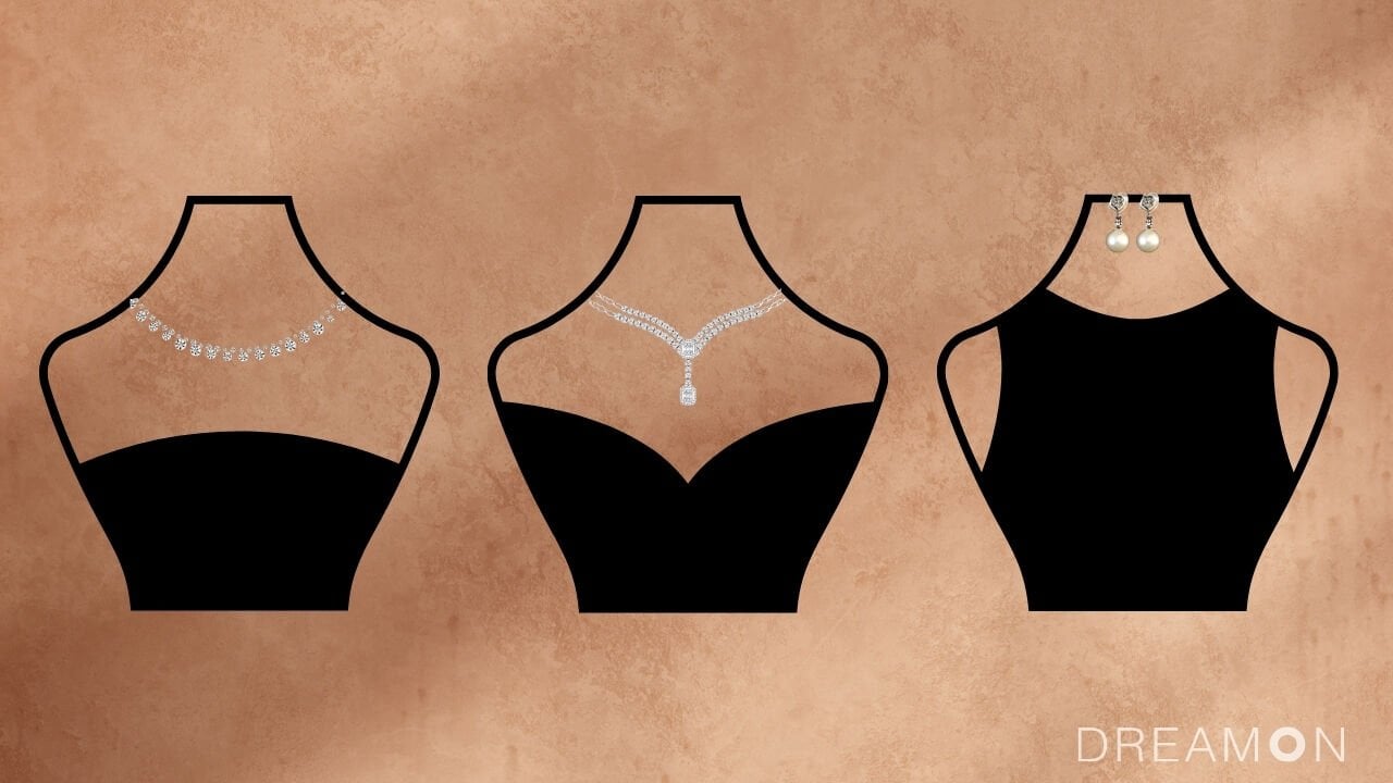 Сочетание ожерелья при выборе свадебного платья: какое ожерелье к какому воротнику?