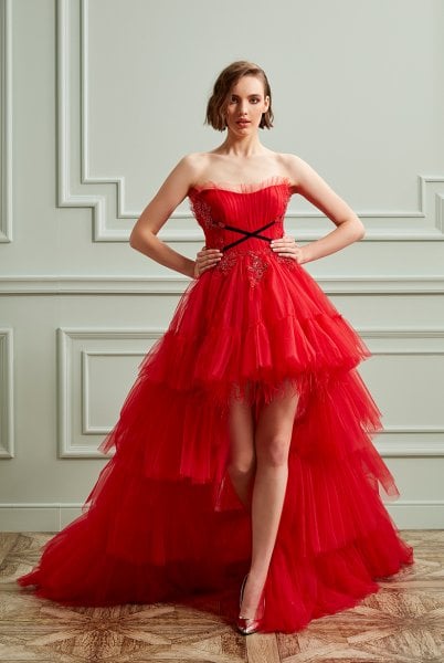 Red Sequin Crystal Beaded High Low High Low Evening Gown For Women 2022  Formal Party Gown With Tiered Skirt, Sweetheart Neckline, And Crystal  Embellishments From Sexybride, $118.39 | DHgate.Com