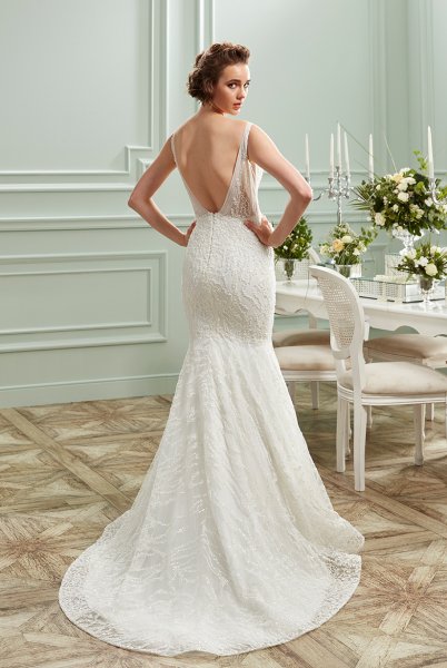 FLEANCE V Neck Lace Mermaid Wedding Dress Dreamon