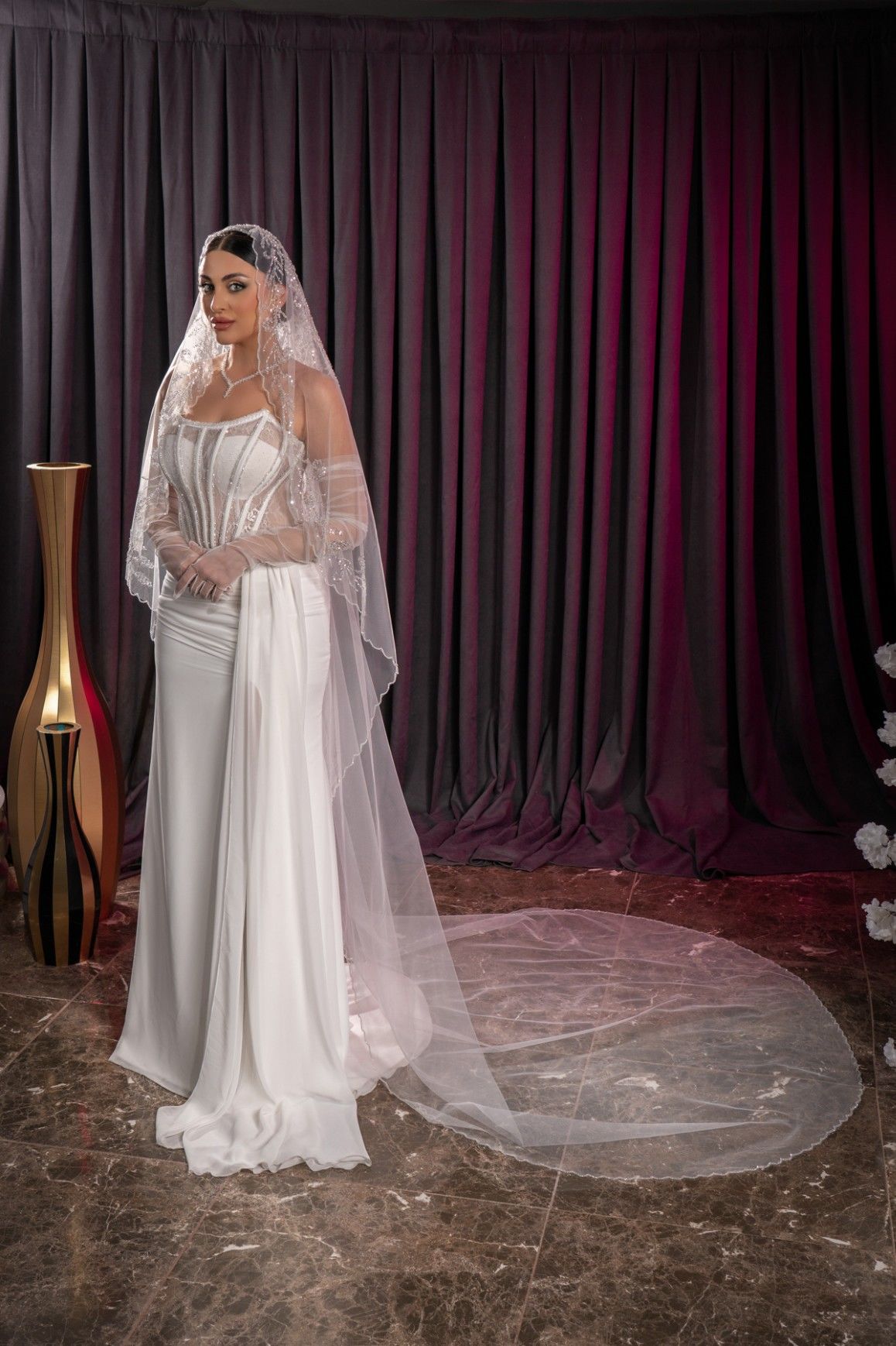 D335 PATTERNED BRIDAL VEIL