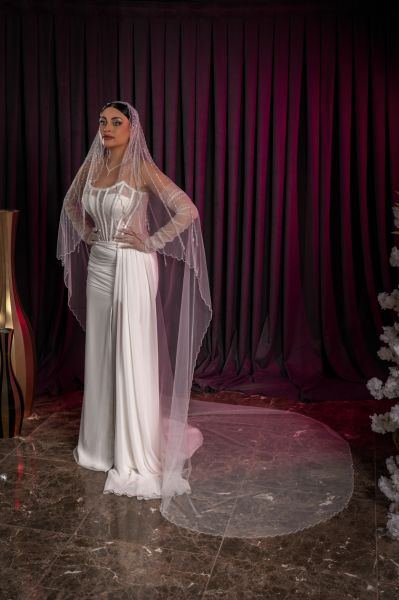 حجاب زفاف منقوش D345