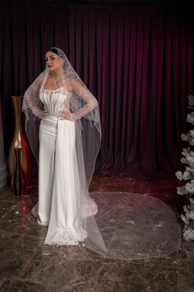 حجاب زفاف منقوش D353