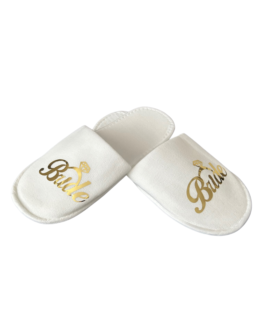 Pantuflas de novia con texto en inglés "Bride Written": especiales para despedidas de soltera y preparativos de boda