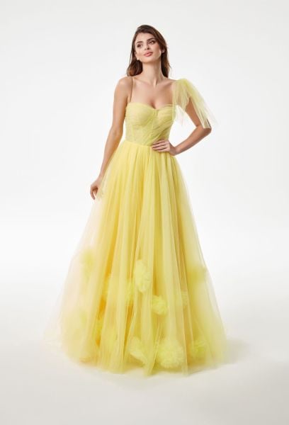 Colorful Evening Dress Model With Pompom Skirt