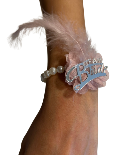 Conjunto de pulseras rosa perla para despedida de soltera: paquete de 10 accesorios para novia y equipo de novia