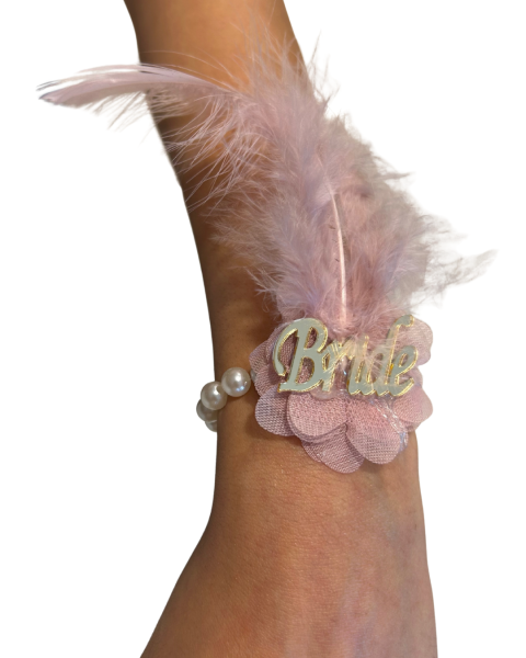 Conjunto de pulseras rosa perla para despedida de soltera: paquete de 10 accesorios para novia y equipo de novia