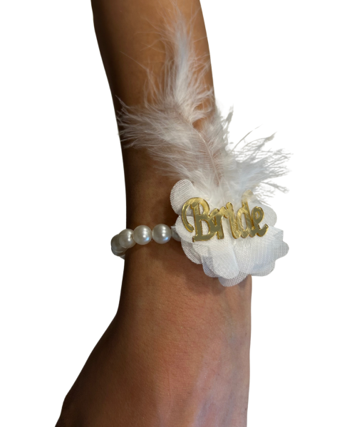 İncili Beyaz Nedime Bileklik Seti – 10'lu Bride & Team Bride Aksesuar