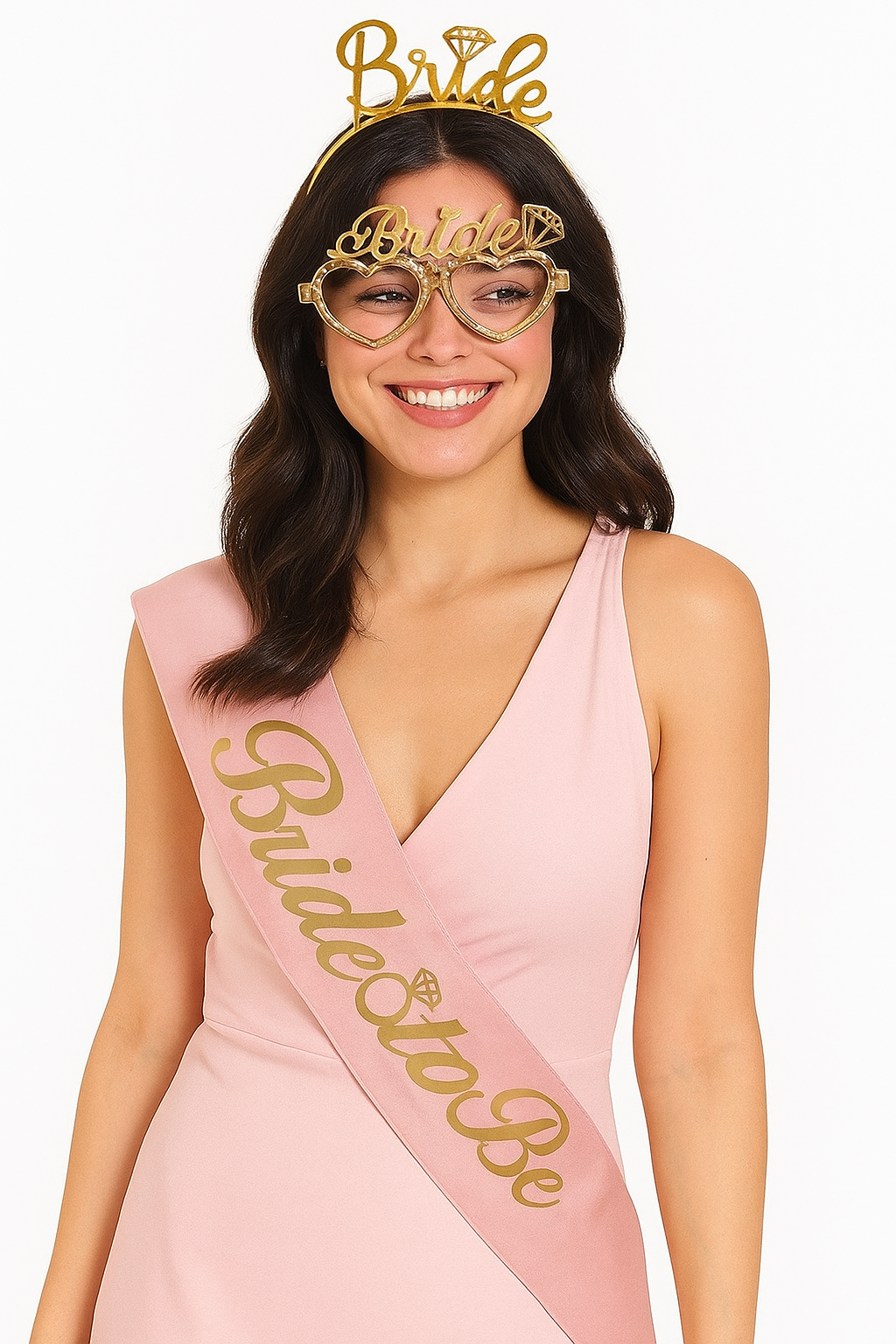 Bride Written Gold Glasses & Crown Set – Reflect Your Party Spirit!