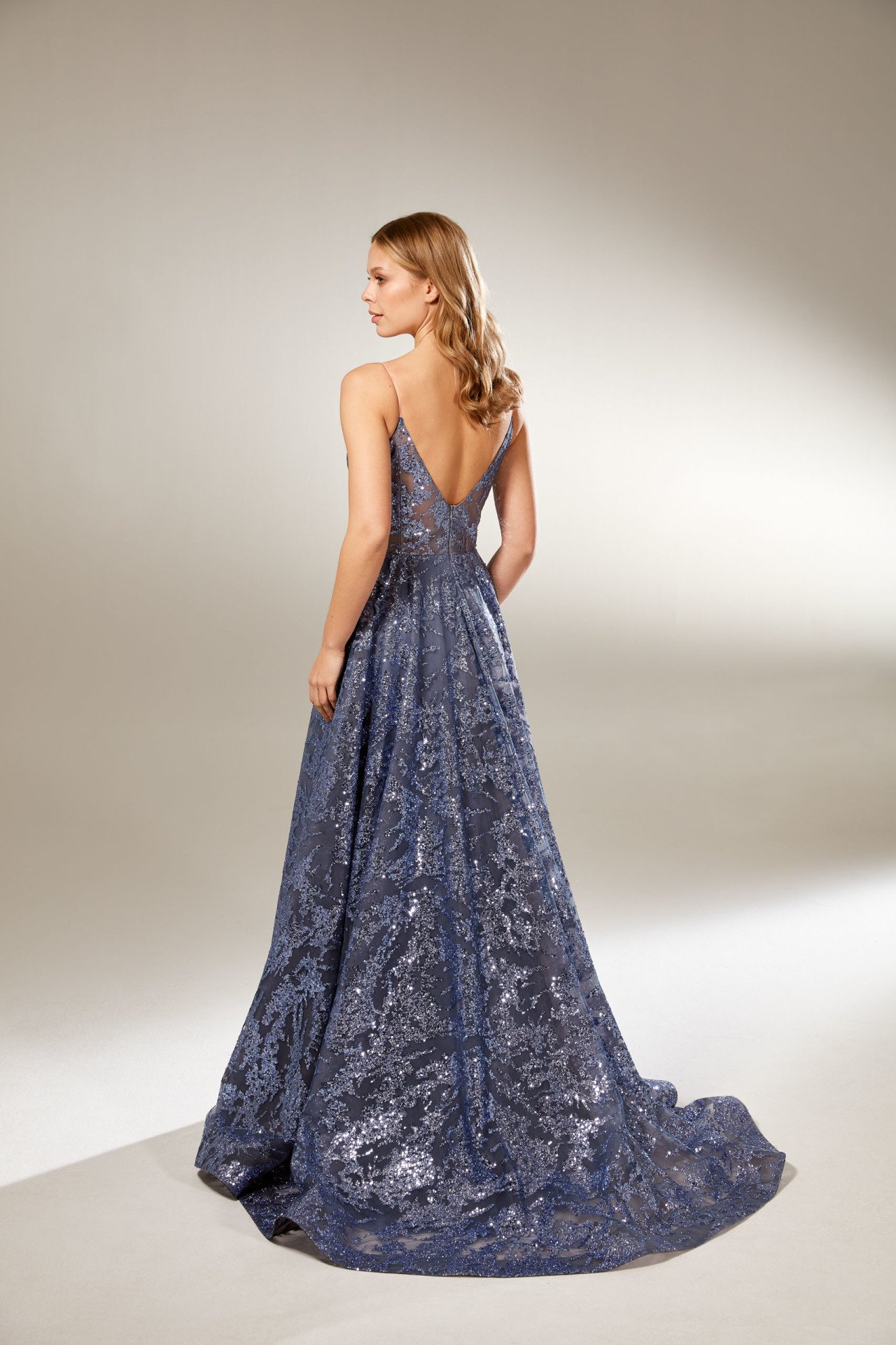 OKBBN's eye-catching long embroidered lace corset A-line dance dress main image 0