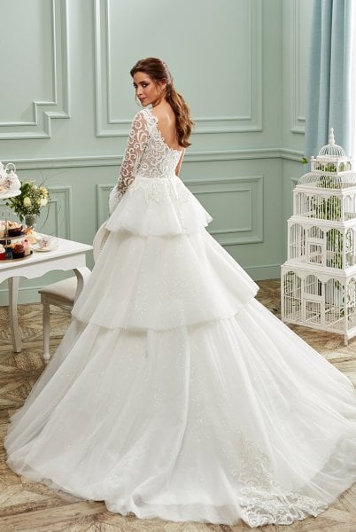 Прозрачное асимметричное свадебное платье с одним плечом