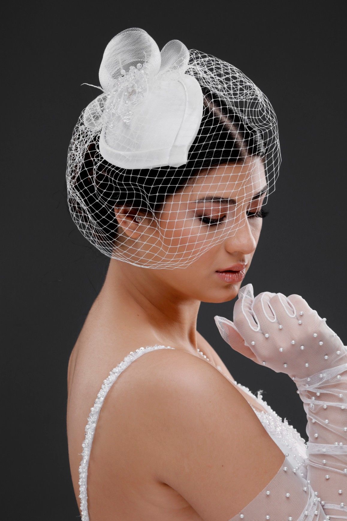 Gelin Kepi Nikah Şapkası Vualet EKRU