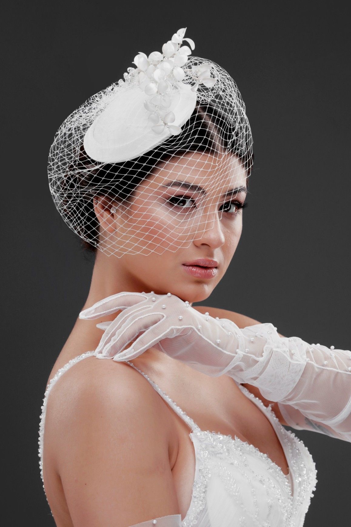 Gelin Kepi Nikah Şapkası Vualet EKRU -660