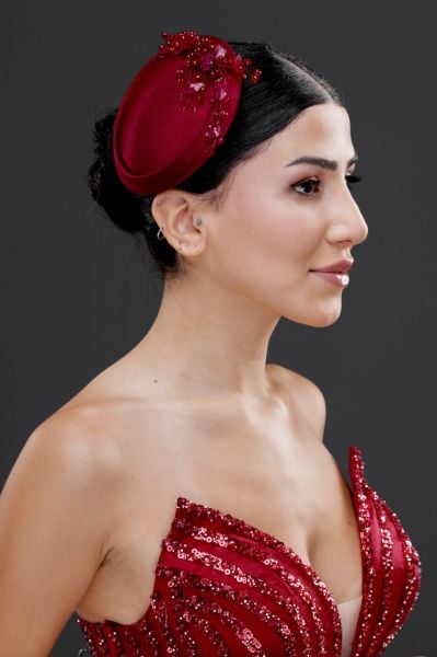 Gelin Kepi Nikah Şapkası Vualet  BORDO ST668