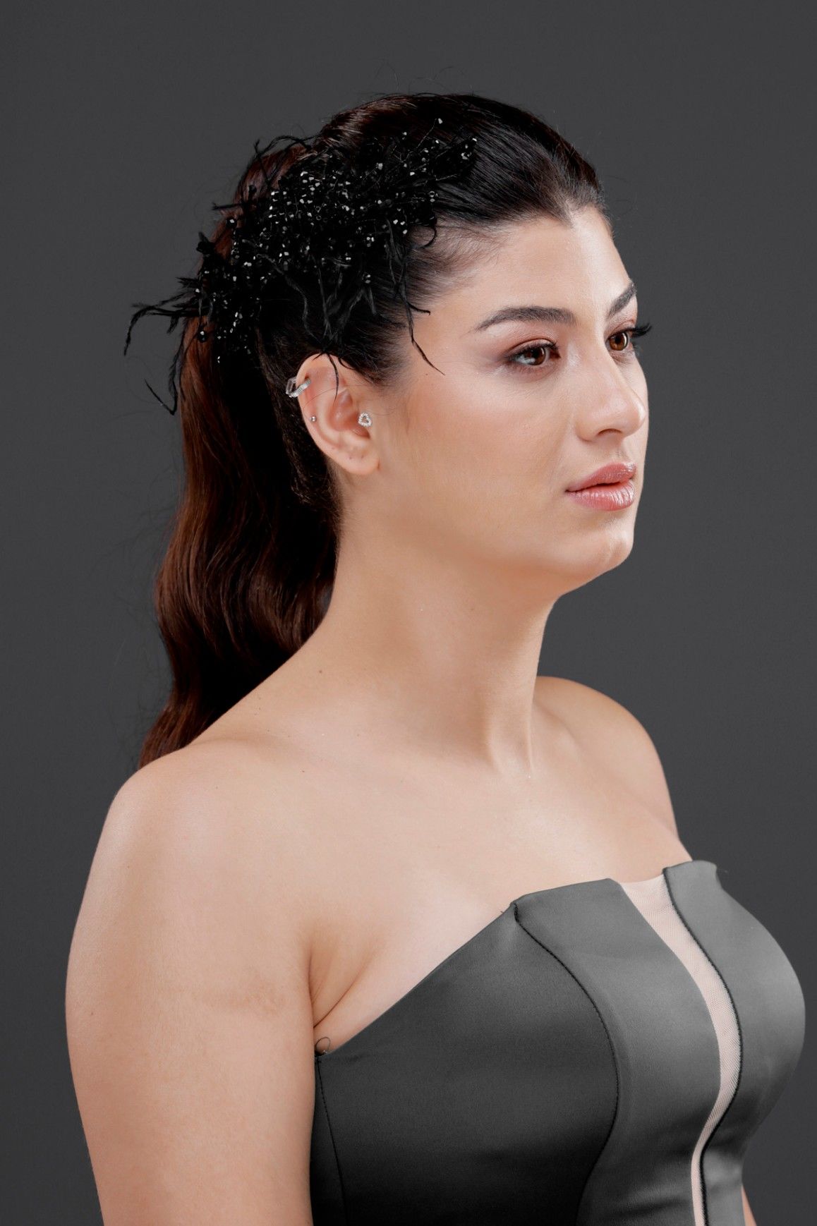 CRYSTAL BEADED BRIDAL WEDDING HENNA ENGAGEMENT WEDDING CROWN BLACK ST751
