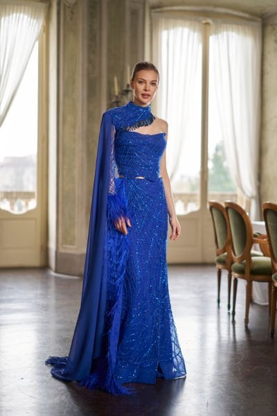 One-sleeved, Neck Cape, Two-piece, Corset and Skirt, Frock Coat, Multi-piece Slit Evening Dress Model