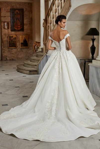 Ball Gown Wedding Dress with Flamboyant Tail