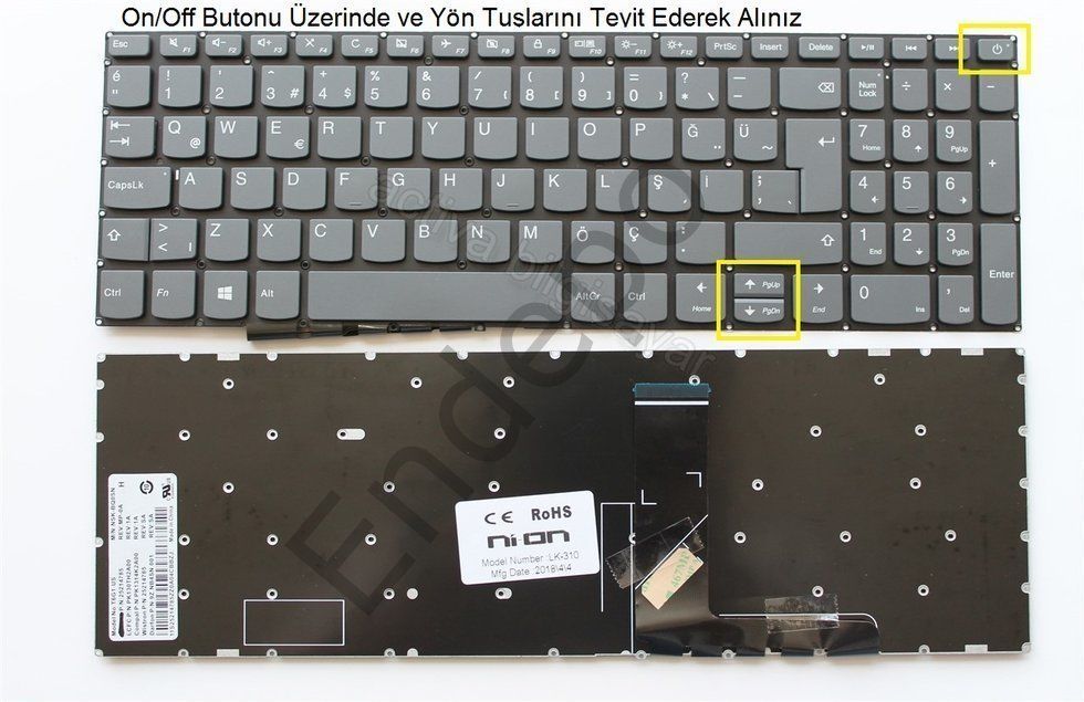 2.EL Lenovo İdeapad 320-17ISK, S140-15, S145-15 Notebook Klavye