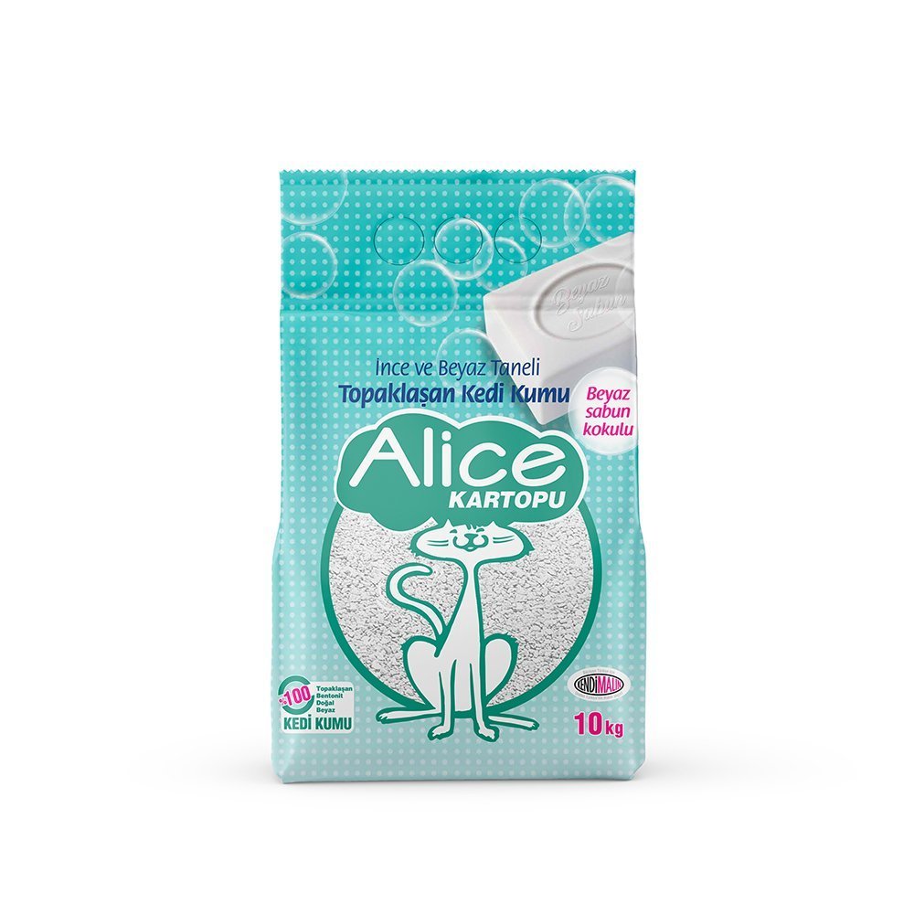 Alice Kartopu İnce Taneli Kedi Kumu Beyaz Sabun Kokulu 10 kg (11,5 Lt)