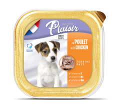 Plaisir 150gr Ezme Tavuklu Yavru Köpek Yaş Mama Alu-Tray