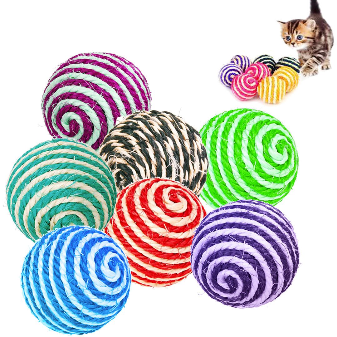 Renkli İp Sarma Top Kedi Oyuncağı 5cm