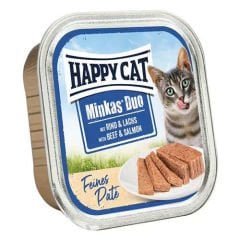 Happy Cat Minkas Duo Sığır Etli ve Somonlu Kedi Yaş Maması 100 Gr