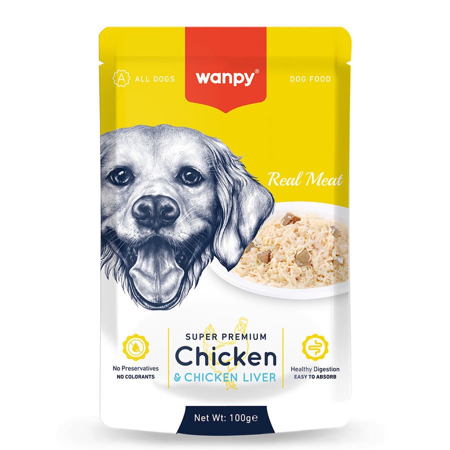 Wanpy 100g Pouch Tavuk & Ciğer Yaş Köpek Maması