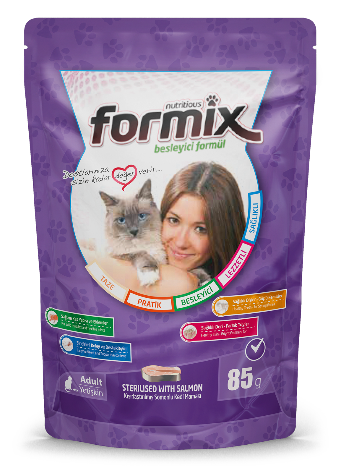 Formix Somon Etli Jöleli Pouch Yetişkin Kısır Kedi Maması 85gr