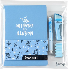 Serve Defter Seti Deep DBL Erase Steps Silgi Gök Mavi SV-NTSETGM