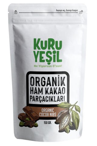 Kuru Yeşil Organik Ham Kakao  Parçacığı 150 GR - Organic Raw Cacao Nibs