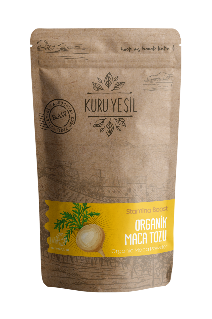 Kuru Yeşil Organik Maca Tozu (Maka Tozu) 100 GR - Organic Maca Powder