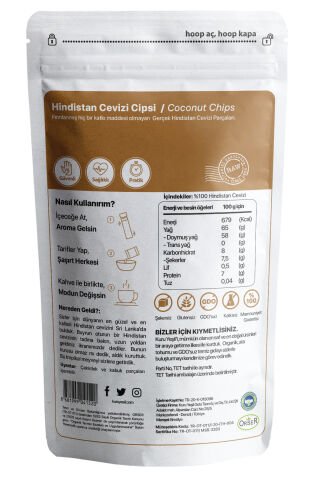 Kuru Yeşil Organik Hindistan Cevizi Cipsi 50 GR | Şeker İlavesiz