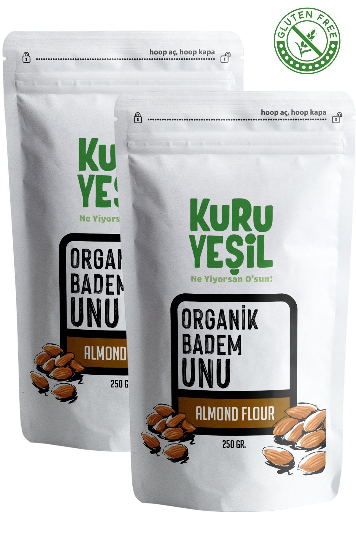 Kuru Yeşil Organik Yerli Badem Unu Paketi 500 Gr