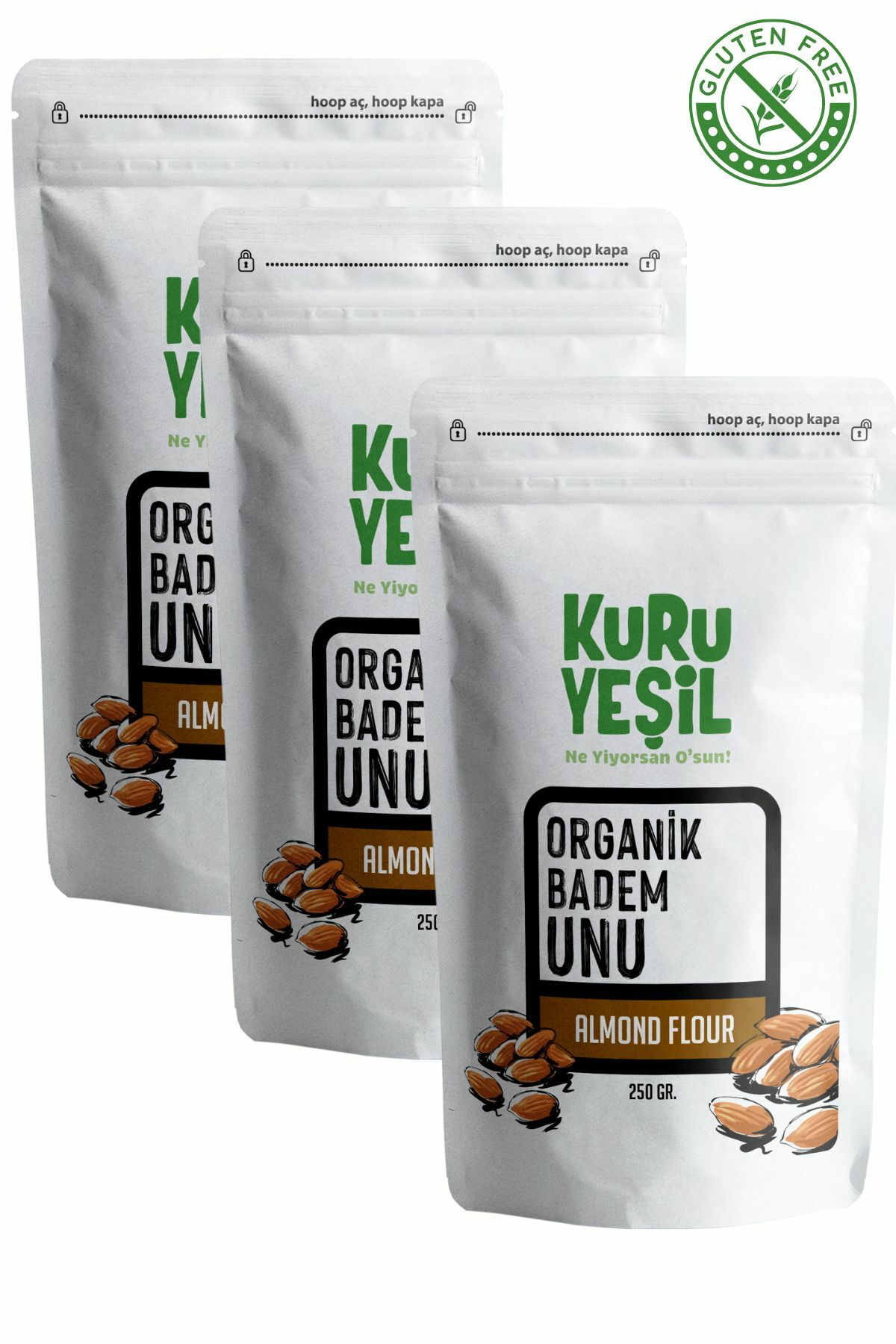 Ekonomik Paket - Kuru Yeşil Organik Yerli Badem Unu 750 Gr