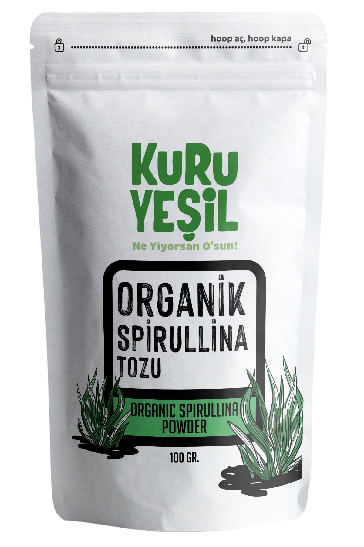 Kuru Yeşil Organik Spirulina Tozu 100 GR | Yeşil Yosun