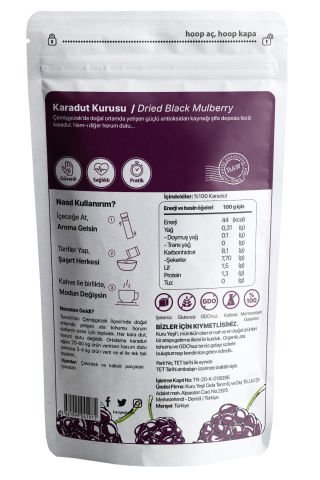 Kuru Yeşil Dut Paketi 300 GR | Beyaz Dut | Karadut