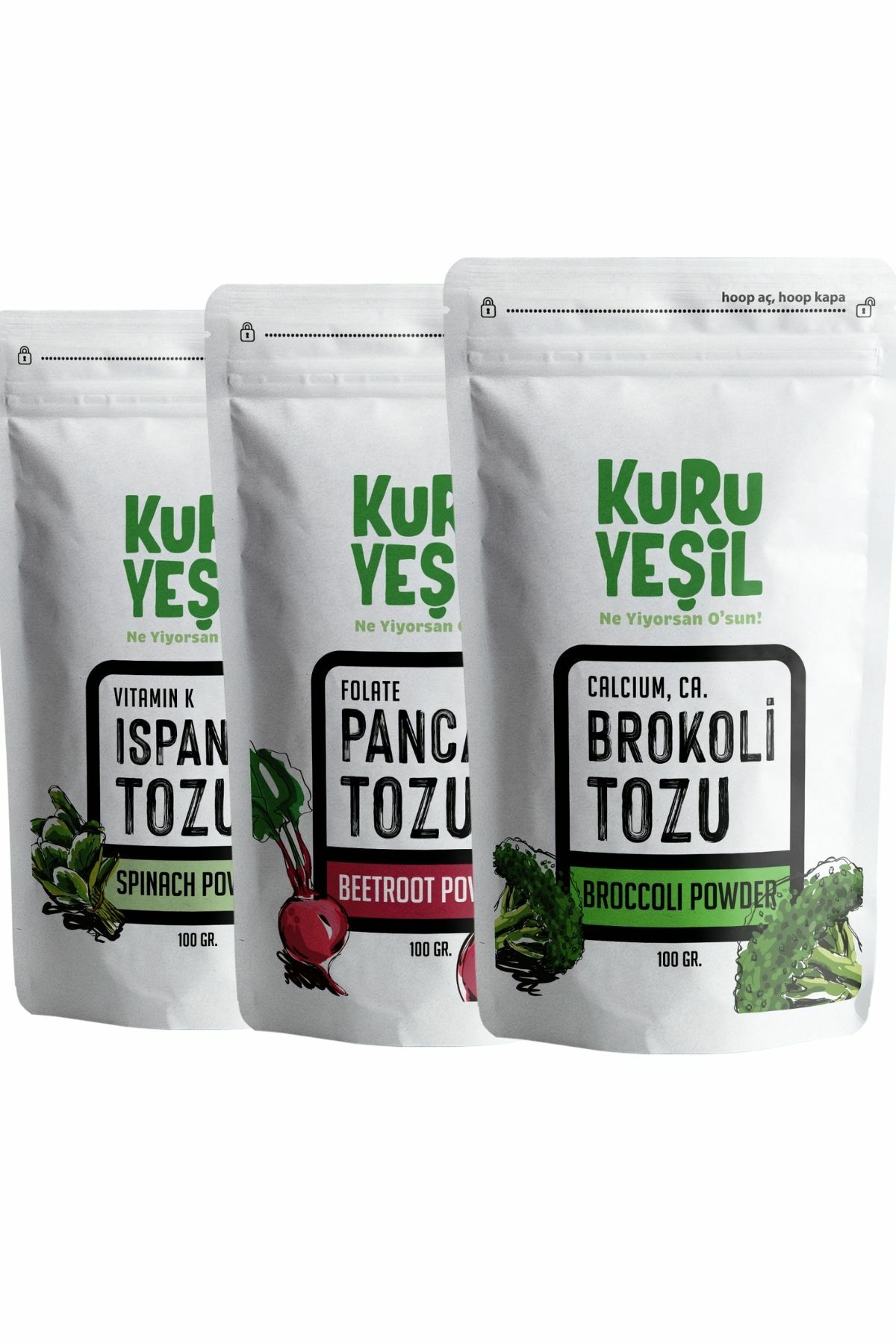 Sebze Tozu Vegan Paketi 300 gr  (Ispanak Tozu - Pancar Tozu - Brokoli Tozu) | Glutensiz, Katkısız