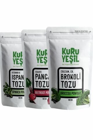 Sebze Tozu Vegan Paketi 300 gr  (Ispanak Tozu - Pancar Tozu - Brokoli Tozu) | Glutensiz, Katkısız