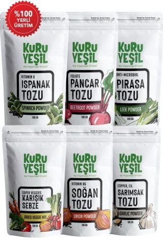 Mega Kuru Sebze Tozu Paketi 600 gr | Ispanak | Pırasa | Sarımsak | Soğan | Pancar | Karışık Sebze