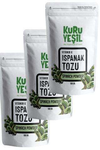 Ispanak Tozu 100 gr * 3'lü Paket | Sebze Tozu Paketi, Kurutulmuş Sebze