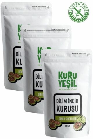 Kuru Yeşil Dilim İncir Kurusu 3'lü paket 3x100GR | Kuru İncir | Şeker İlavesiz İncir Kurusu