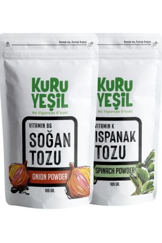 Yerli Soğan Tozu 100 gr - Yerli Ispanak Tozu 100 gr | Sebze Tozları | Katkısız, Glütensiz, Doğal