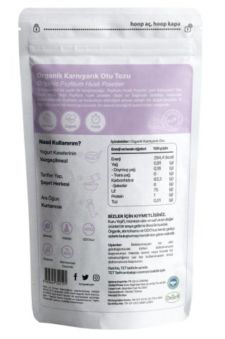 Karnıyarık Otu (Psyllium) Tozu 100 GR, Glutensiz