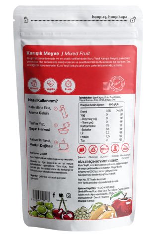 Karışık Meyve Kurusu 200 GR, Fruit Mix, Kuru İncir, Kuru Kayısı, Kuru Elma, Kuru Vişne, Kuru Dut, Kuru Üzüm, Şekersiz