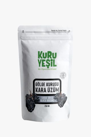 Çekirdeksiz Siyah Kuru Üzüm 250 GR, Gölge Kurusu, İLAÇSIZ