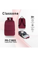 classone casetto pr-C1605 15.6 sırt notebook çantası, bordo