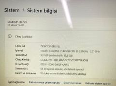 HP ZBook 15v G5 / Intel® Core™ İ7-8750H/NVIDIA Quadro P600 GDDR5 128 bit 4GB/16 GB 2666 MHz DDR4/256 SSD/Dokunmatik Ekran