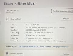 Monster Abra A5 V16.7 /İ5 11400H/8 Ram/GTX1650(4GB)/512 SSD/144Hz FHD